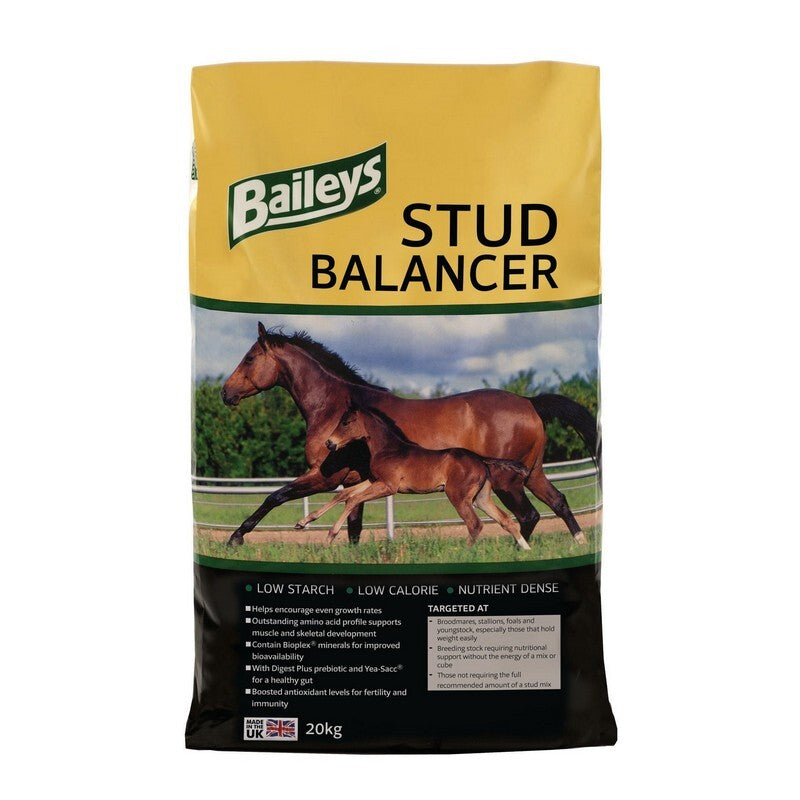 Bag of Baileys Stud Balancer with a horse and foal on the label